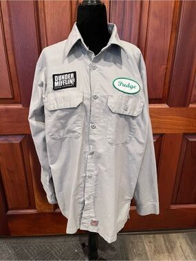 NBC The Office Size M Dunder Mifflin Official Merch  BUTTON UP  Red Kap Shirt